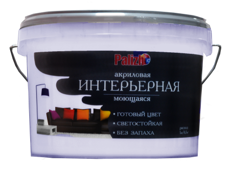 Краска PALIZH акриловая интерьерная моющаяся №314 лаванда 3,7 кг; 11605605