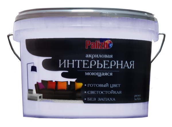 Краска PALIZH акриловая интерьерная моющаяся №314 лаванда 3,7 кг; 11605605