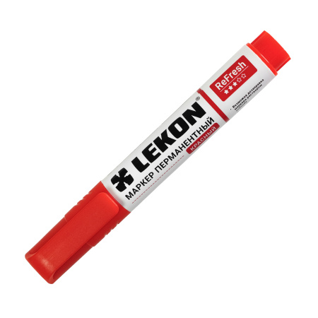 Маркер перманентный 3мм заправляемый красный LEKON ReFresh 012013; 11614367