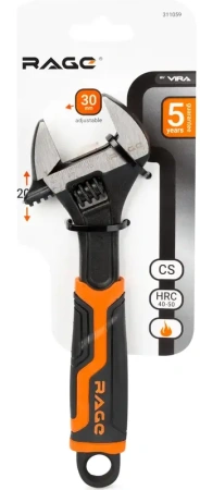 Ключ разводной усиленный 200 мм, раскрытие до 30 мм RAGE 311059;  УТ-00000310