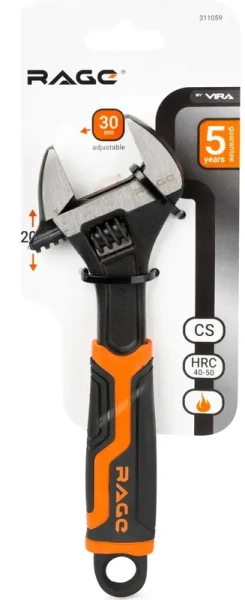 Ключ разводной усиленный 200 мм, раскрытие до 30 мм RAGE 311059;  УТ-00000310