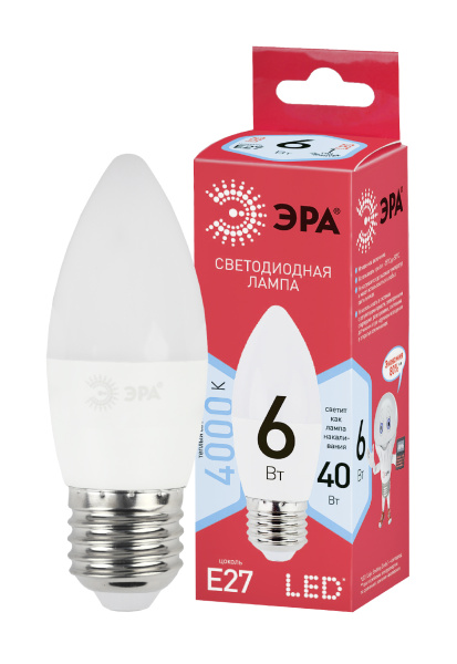 Лампа светодиодная LED-свеча В35 6.0Вт, Е27, 840 4000К (дневной свет); 11594723