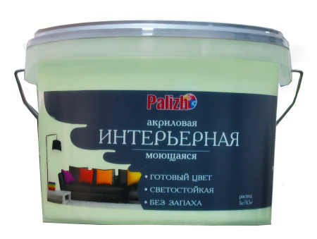 Краска PALIZH акриловая интерьерная моющаяся №306 мохито  3,7 кг; 11605597