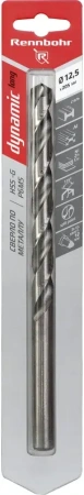 Сверло по металлу ЦХ 12,5х205мм, HSS-G Р6М5, 1шт/уп RENNBOHR DYNAMIC LONG CARD (669125); 11614300