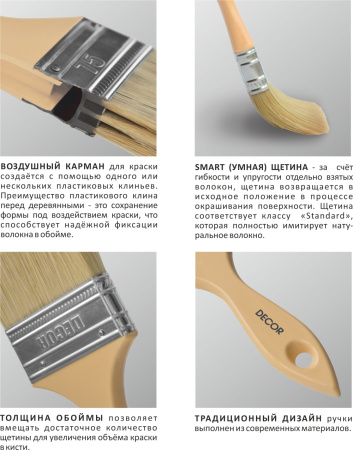 Кисть Black Edition Неделька 75х14 мм Суббота светлая щетина DECOR 126055; 11606360