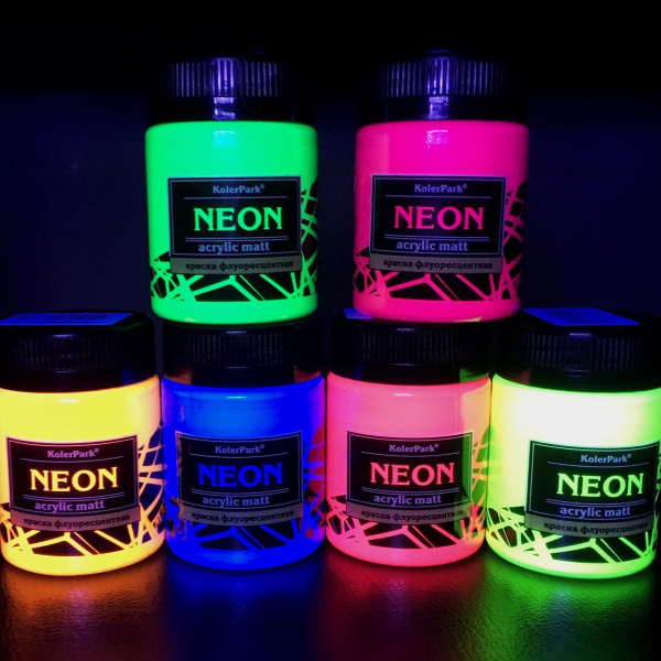 Краска акриловая флуоресцентная NEON KolerPark зеленая 150мл; 11605956