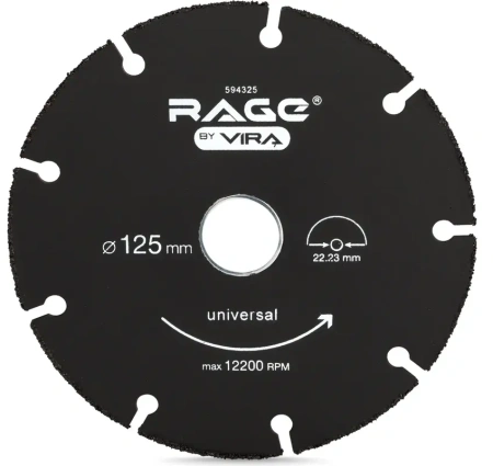 Диск отрезной универсальный для УШМ 125 мм дерево, пластик, алюминий RAGE 594325; УТ-00000194