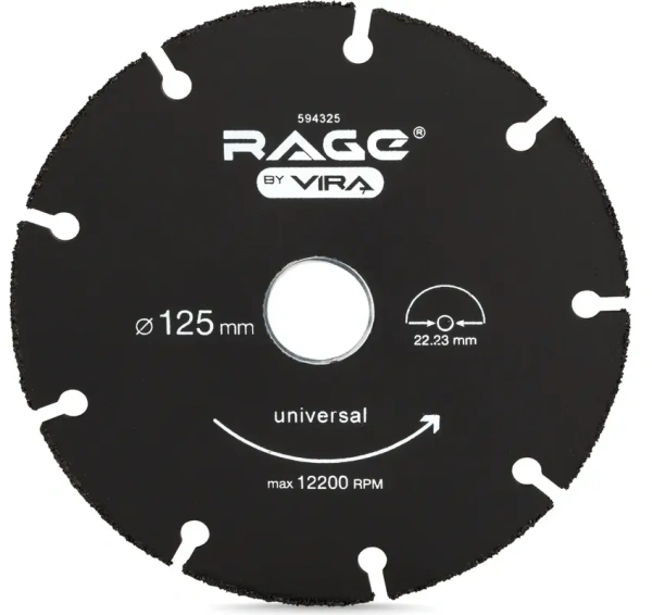 Диск отрезной универсальный для УШМ 125 мм дерево, пластик, алюминий RAGE 594325; УТ-00000194