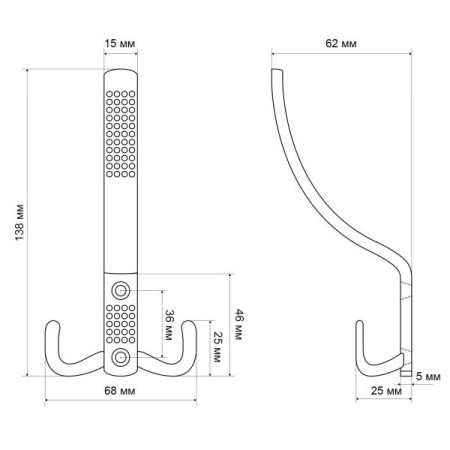 Крючок-вешалка ЕВРОПАКЕТ черный матовый StahlBuro 212 А BL/16123; 11614932