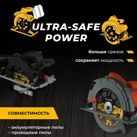 Диск пильный по дереву 165 мм, Z 24, посадка 20+16 RAGE Furious 594248; УТ-00000391