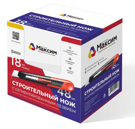 Нож строительный с сегментированным лезвием 18мм ШОУ-БОКС 48 штук MAXIM; 11615074