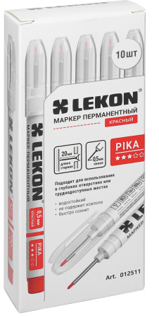 Маркер перманентный 0,5мм удлиненный наконечник красный LEKON Pika 012511; 11614372
