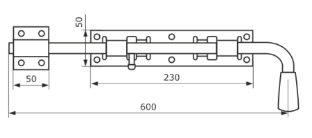 Засов гаражный ЗГ-600 мод.2  черный (Балаково) DOMART; 11593792