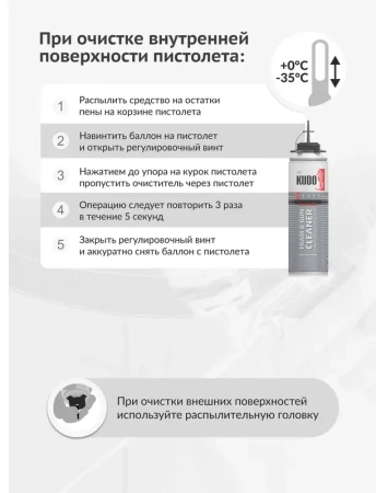 Очиститель монтажной пены 650 мл KUDO PROFF FOAM&GUN CLEANER KUPP06C; 11590257