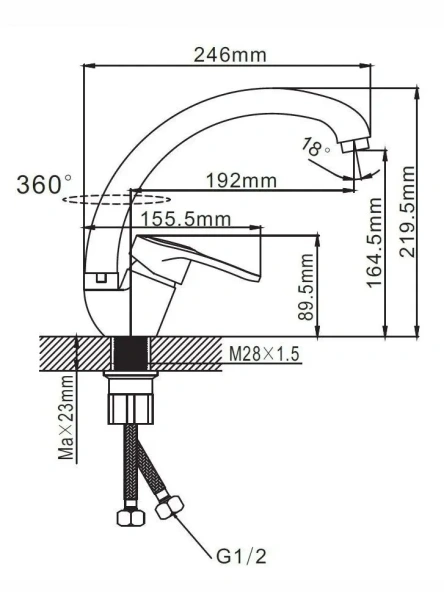Смеситель для кухни с высоким изливом ЭВЕРЕСТ В59-024; 11598064