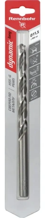 Сверло по металлу ЦХ 11,5х195мм, HSS-G Р6М5, 1шт/уп RENNBOHR DYNAMIC LONG CARD (669115); 11614299