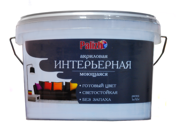 Краска PALIZH акриловая интерьерная моющаяся №309 можжевельник 3,7 кг; 11605600