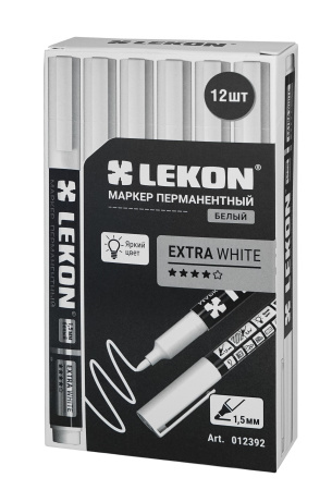 Маркер перманентный 1,5мм белый LEKON EXTRA WHITE 012392; 11614374