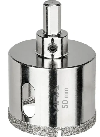 Коронка алмазная по керамике 50 мм трехгранный хвостовик VIRA 559517; УТ-00000217