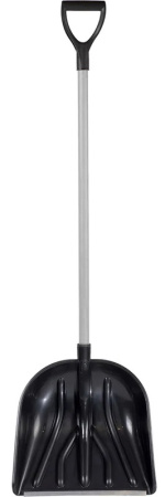 Лопата снеговая пластиковая 420х410мм, алюм. черенок, планка, V-образная ручка черная MAXIM; 11615163