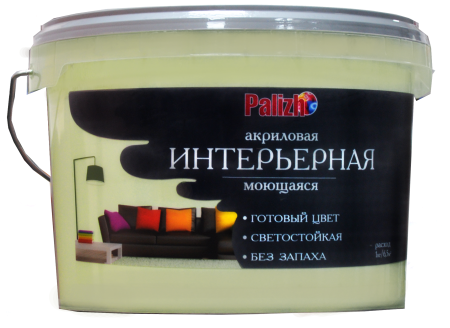 Краска PALIZH акриловая интерьерная моющаяся №304 ваниль 3,7 кг; 11605595