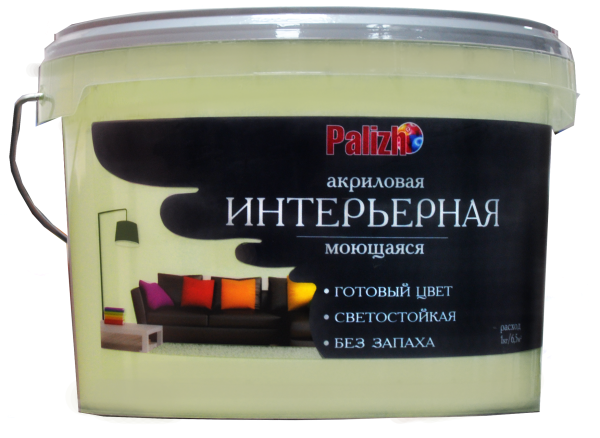 Краска PALIZH акриловая интерьерная моющаяся №304 ваниль 3,7 кг; 11605595