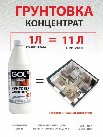 Грунтовка акриловая концентрат 1: 10 (1 л)  GOLexpert 118 exp118-1; 11608583     