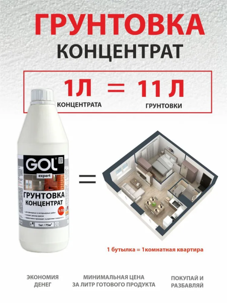 Грунтовка акриловая концентрат 1: 10 (1 л)  GOLexpert 118 exp118-1; 11608583     
