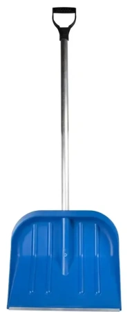 Лопата снеговая пластиковая 470х406мм, алюм. черенок, планка, V-образная ручка синяя MAXIM; 11615161