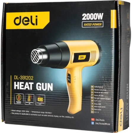 Фен технический 2000Вт, рабочая температура 100/650°C Deli DL391202; 11612590