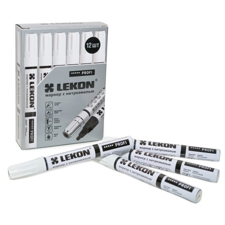 Маркер с нитроэмалью 4мм черный LEKON PROFI 018804; 11614386