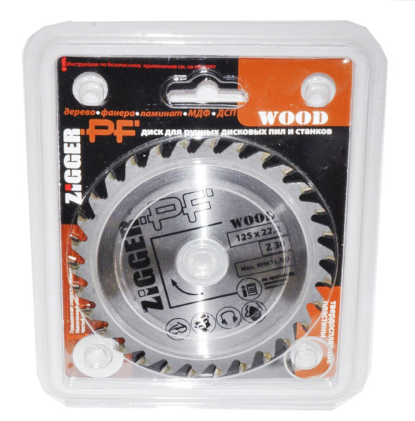 Диск пильный по дереву ZIGGER PF D125*22,2*Z30; 3875