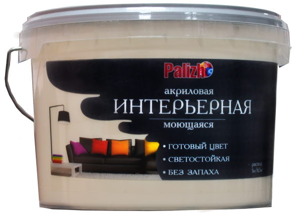 Краска PALIZH акриловая интерьерная моющаяся №311 шафран 3,7 кг; 11605602