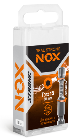 Бита torsion E6.3 Тх15-50, 10 шт NOX STRONG 339155; 11613831
