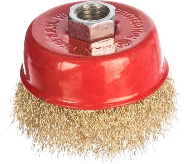 Щетка для УШМ чашка 75мм М14 волнистая латунированная сталь 0.3мм VIRA 576175; УТ-00000350