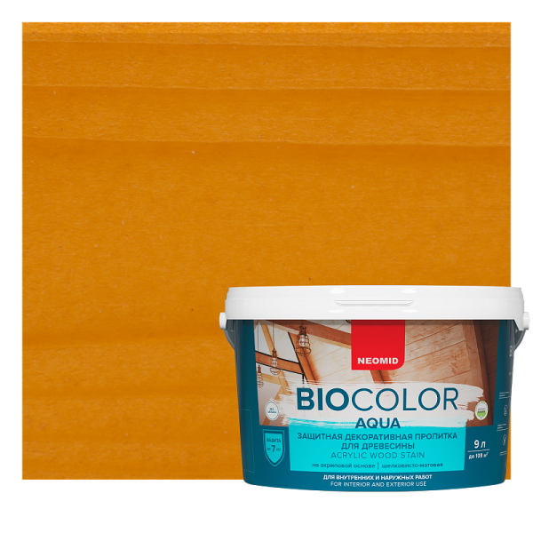 Защитный состав для дерева NEOMID BIO COLOR aqua Светлый дуб 9л; 11594390