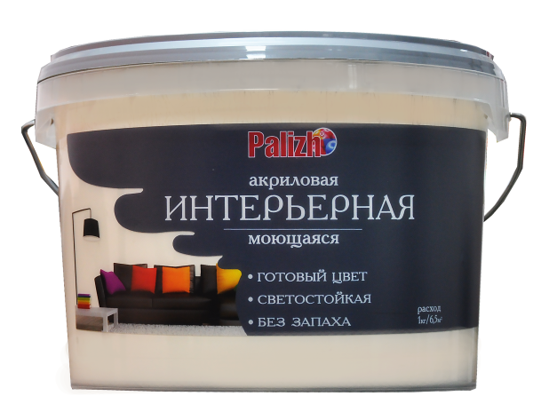 Краска PALIZH акриловая интерьерная моющаяся №301 тирамису 3,7 кг; 11605592