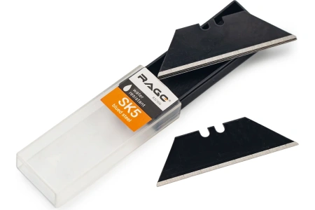 Лезвия для ножей трапециевидные воронённые 18 мм 5 шт. RAGE 832506; УТ-00000299