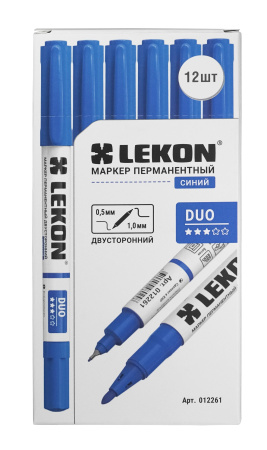 Маркер перманентный двухсторонний синий 0,5-1мм LEKON DUO 012261; 11614365