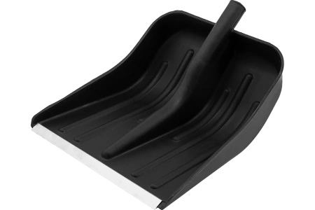 Лопата снеговая пластиковая 470х405, алюм. черенок, планка, V-образная ручка  черная MAXIM; 11615162