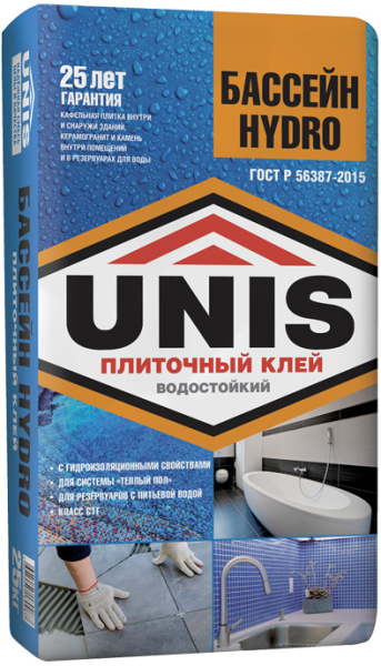 Клей для укладки плитки в резервуарах с водой UNIS, 25 кг; 24669
