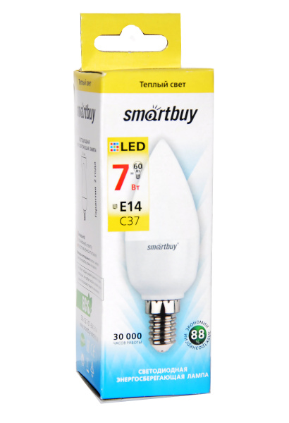 Лампа светодиодная LED-свеча С37 7,0Вт 220В Е14 3000К (теплый свет); 11602233