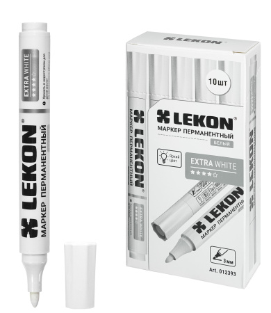 Маркер перманентный 3мм белый LEKON EXTRA WHITE 012393; 11614373