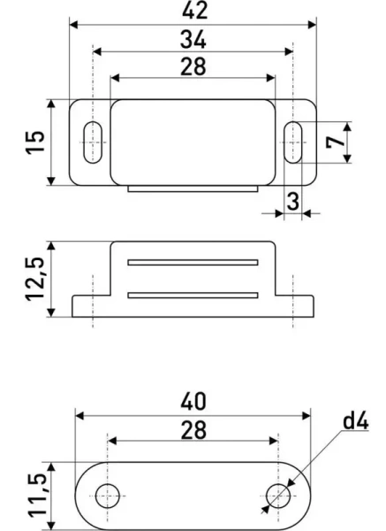 Магнит мебельный L-42, h-12,5 коричневый уп.4шт. StahlBuro L-42/15932; 11614619