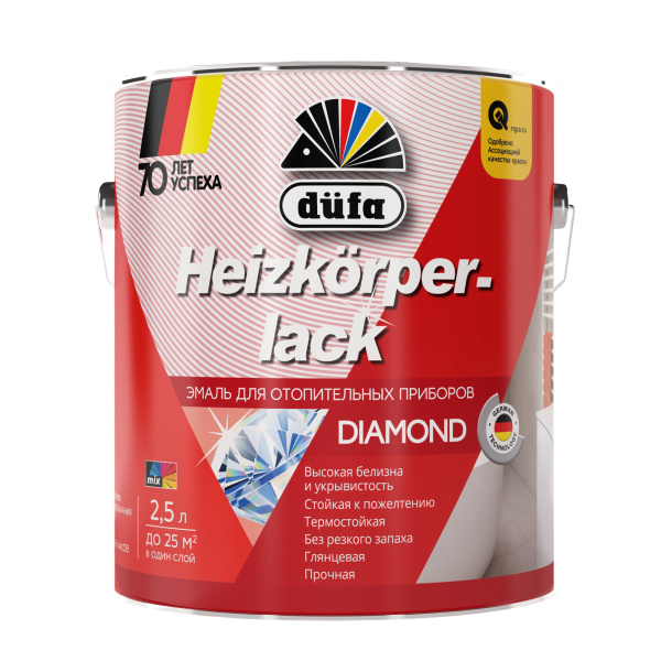 Эмаль Dufa Heizkorperlack для отопительных приборов белая 2,5л 11593615