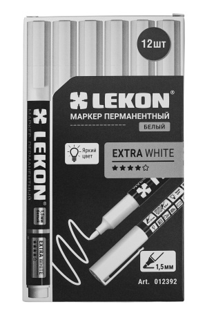 Маркер перманентный 1,5мм белый LEKON EXTRA WHITE 012392; 11614374