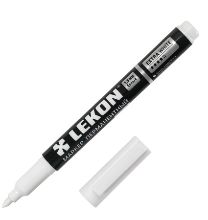 Маркер перманентный 1,5мм белый LEKON EXTRA WHITE 012392; 11614374