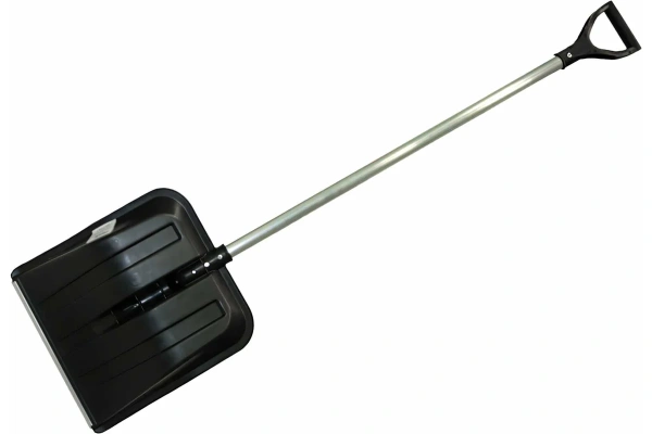 Лопата снеговая пластиковая 386х371мм, алюм. черенок, планка, V-образная ручка  черная MAXIM; 11615164