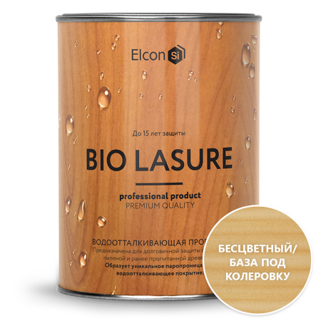 Водоотталкивающая пропитка для дерева Elcon Bio Lasure бесцветная  (0,9л) База под колеровку  11607379
