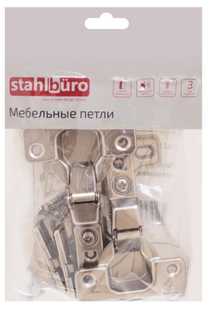 Петля мебельная 362В Slide-On полунакладная, хром уп.2шт. StahlBuro 15910; 11614627 Петля мебельная 362В Slide-On полунакладная, хром уп.2шт. StahlBuro 15910; 11614627